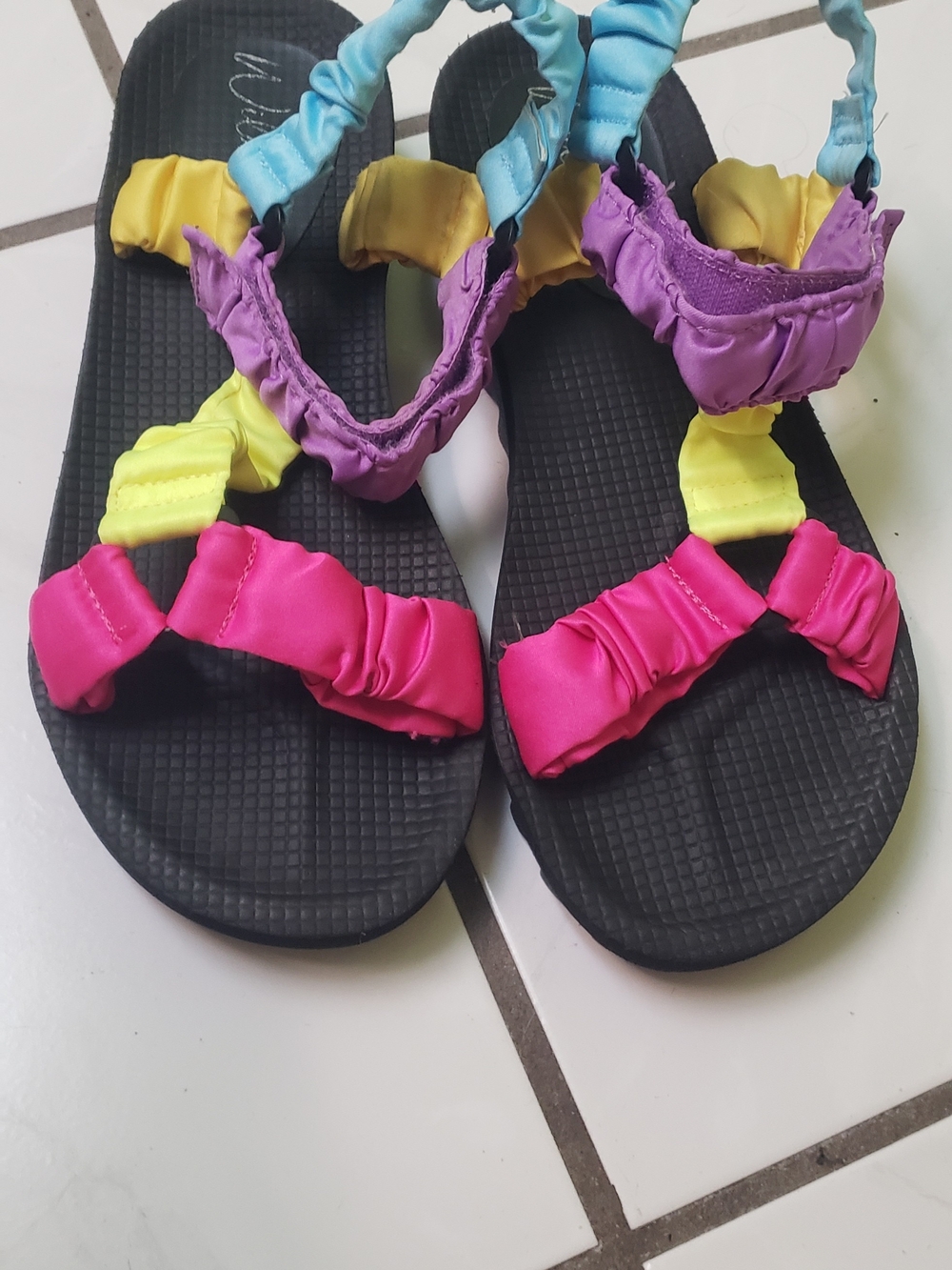 Like new "Wild Pair" multicolor strap sandals - Pink, Purple, Yellow, Blue